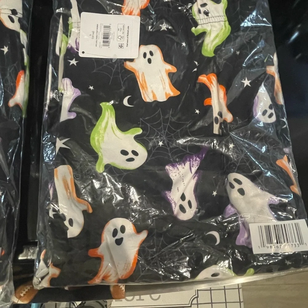 Spooky Ghost Womens PJ pants- Black and Multicolor BRAND NEW - Picture 2 of 5